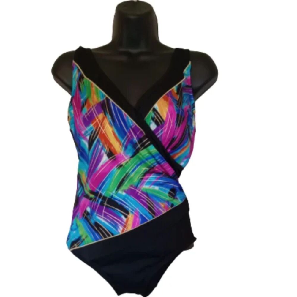 Studio Works Women's Size 8 Black & Multicolor Swimsuit - NWT